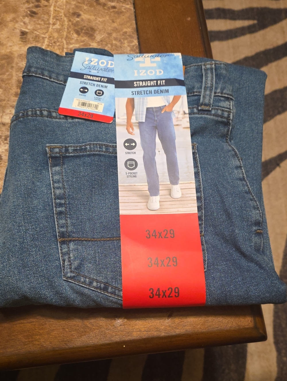 Izod Straight Fit Stretch Denim Jeans - Blue